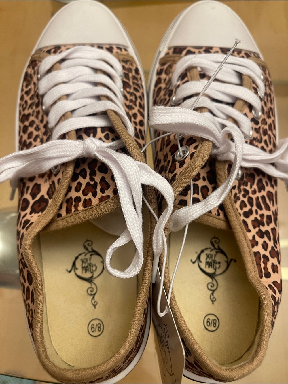 NWT! SOLEMATESLeopard Print Low-Top Sneakers with White Toe - Brown/White